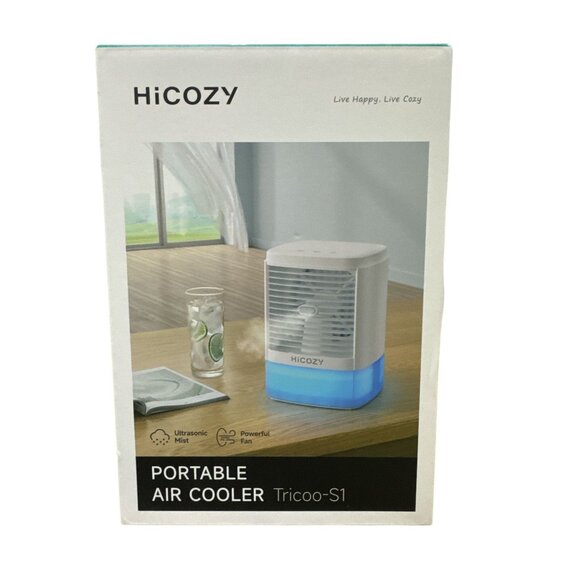 HiCOZY Portable Air Cooler with 2 Ultrasonic Mist Levels & 3 Fan Speeds, Evapora - Picture 2 of 9